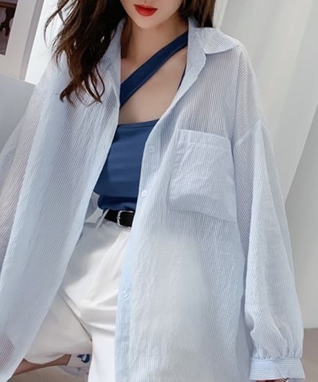 striped sheer shirt / 3color　hm2889