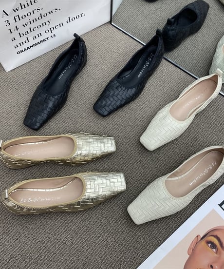 square crochet pumps / 3color　hm1407