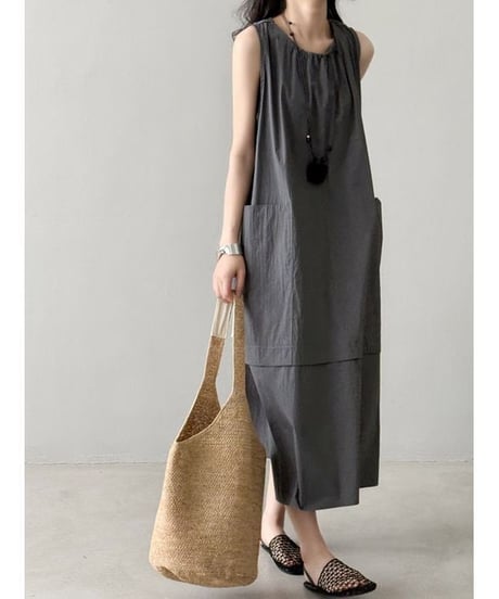 v-neck loose dress / 2color　hm2327