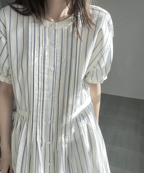 striped button dress　hm2873