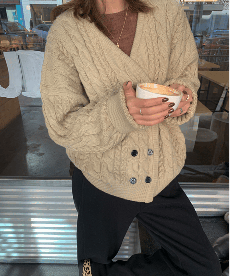 cable knit cardigan / 2color　hm1204