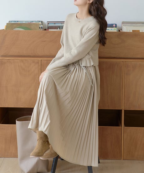 pleated docking dress / 2color　hm1674