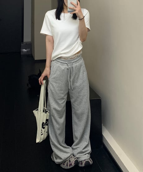 lace sweat pants / 2color　hm1933