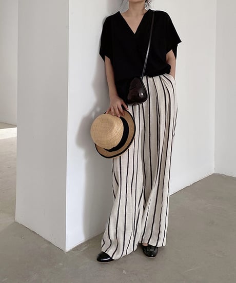 v-neck linen top / 2color　hm1466
