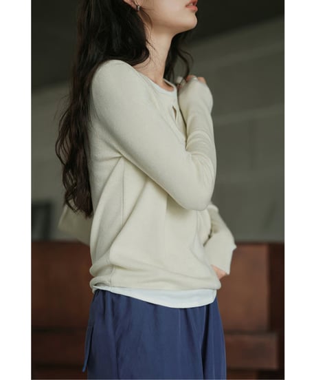fake two-piece knit shirt  / 2color　hm2549