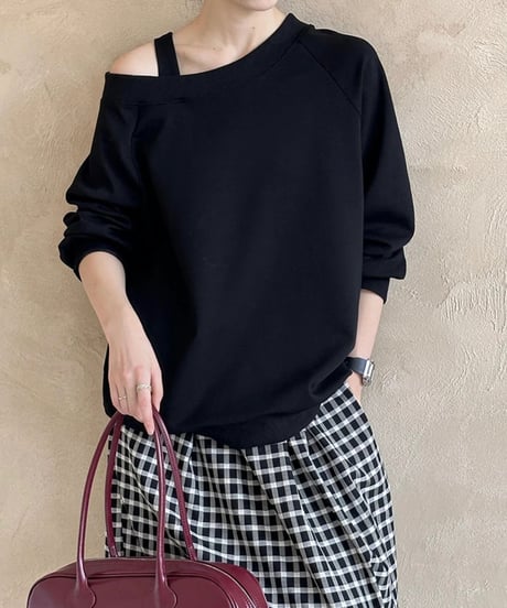 one shoulder loose top / 3color　hm1708