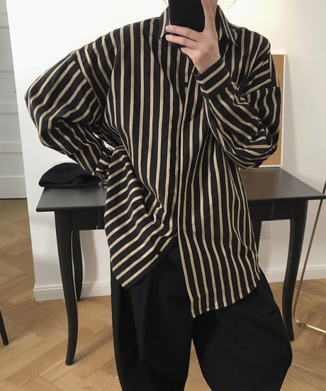 loose-fit striped shirt / 2color　hm1685