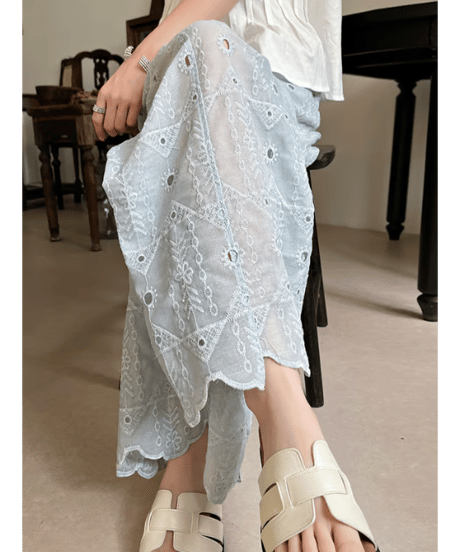 embroidered wide pants / 4color　hm2869