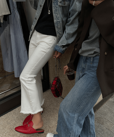 fringe denim pants / 2color　hm1694