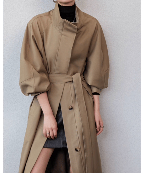 stand collar long coat　hm1843