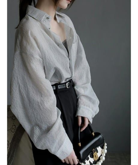 lightweight pinstripe shirt / 2color　hm2540