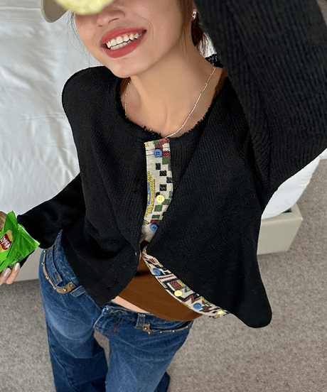 ethnic stitch cardigan / 2color　hm1414