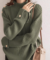 button high-neck knit / 3color　hm2697