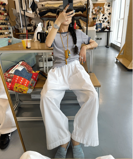 relaxed border tee / 2color　hm2351