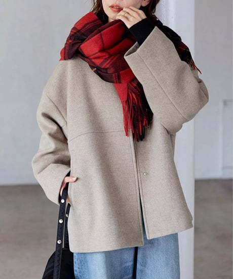 collarless short jacket / 4color　hm2624