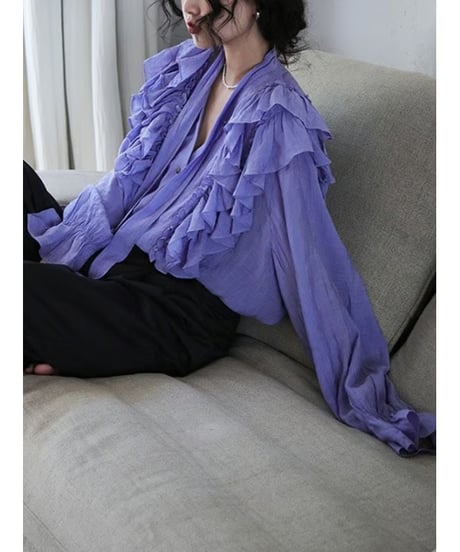 bowtie frill purple blouse　hm2000