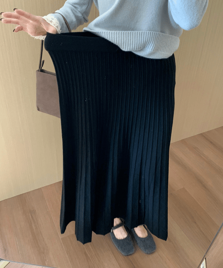 pleated knit skirt / 4color　hm2717