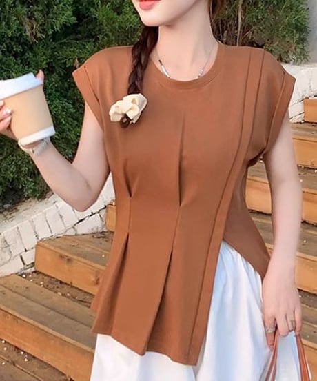 peplum short sleeve top　hm1636