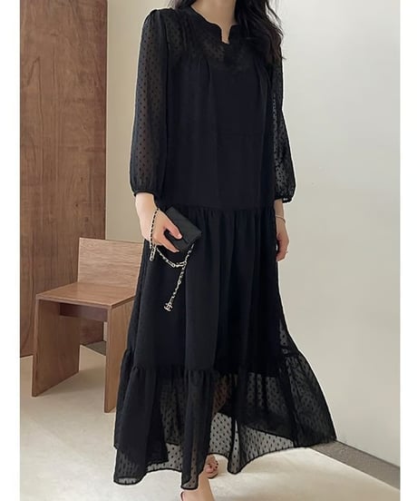 tiered sheer dress　hm2143