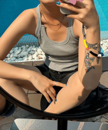 design neck tank top / 2color　hm1458
