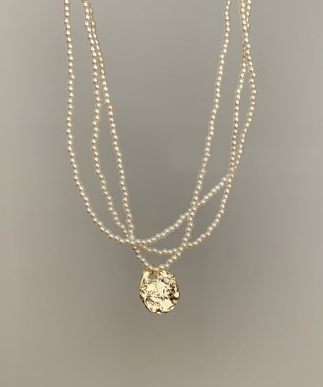 triple pearl chain necklace　hm1229