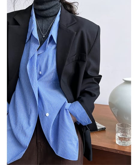 striped irregular blouse / 2color　hm2042