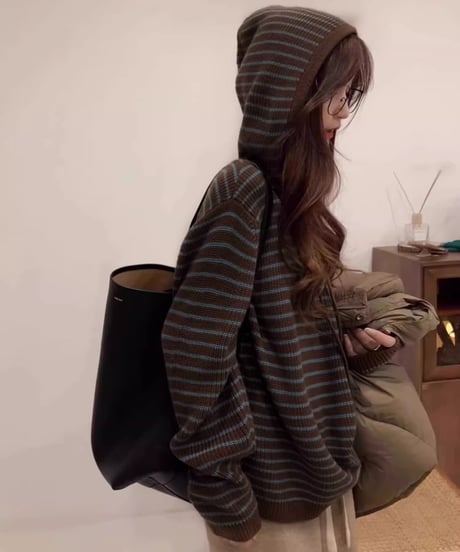 striped hooded sweater　hm2523