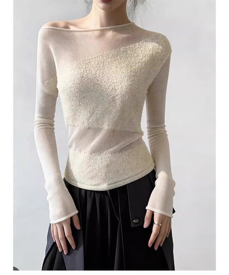 asymmetric knit top / 2color　hm2882