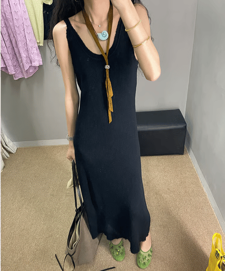 ribbed maxi dress / 2color　hm2349