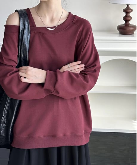 one shoulder loose top / 3color　hm1708