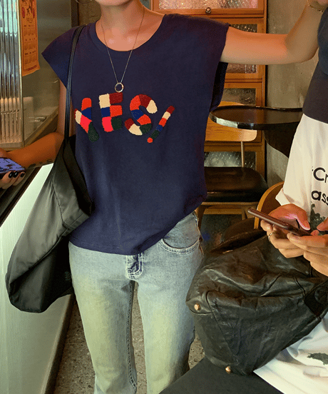 logo message t-shirt / 2color　hm2424