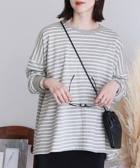 oversized border top / 3color　hm2645