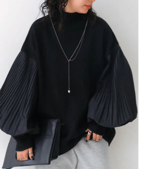 pleated sleeve knit top / 2color　hm2685