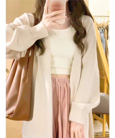 long knit cardigan / 5color　hm2676