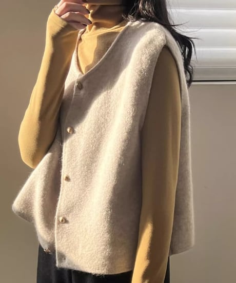 gold button knit vest / 6color　hm1835