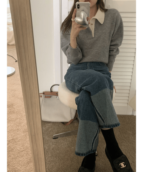 classic collar knit polo / 2color　hm2703