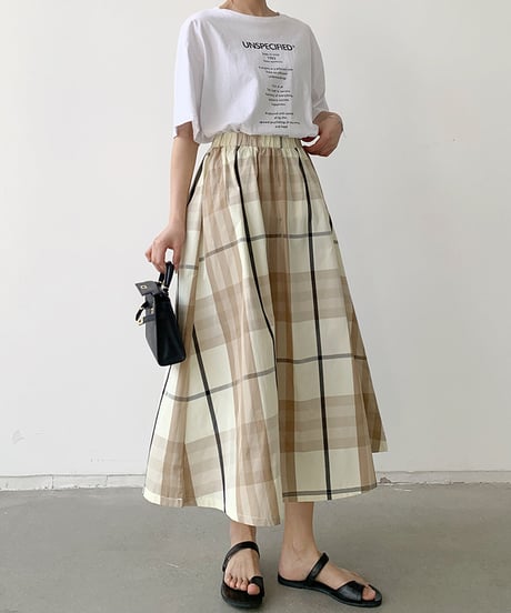 plaid flare skirt / 4color　hm2887