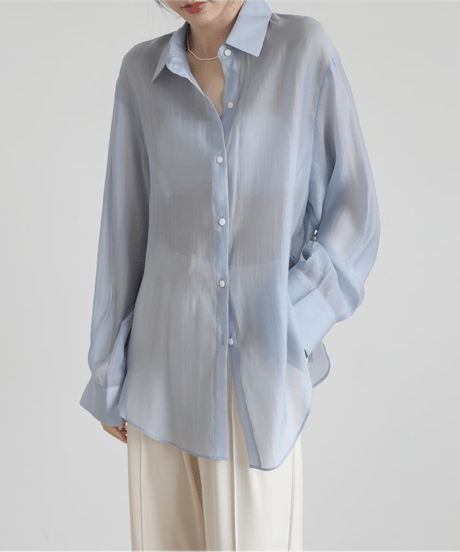 ribbon sheer shirt / 5color　hm2880*