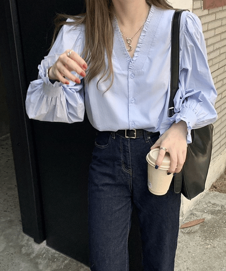 french puff blouse / 2color　hm2930