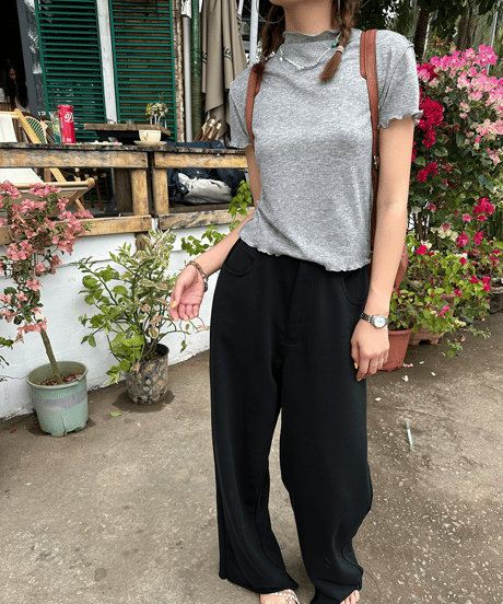 outseam mock neck top / 2color　hm1338