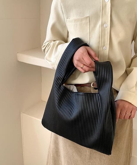 pleated tote bag / 3color　hm1543