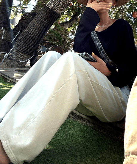 denim wide color pants / 2color　hm1335