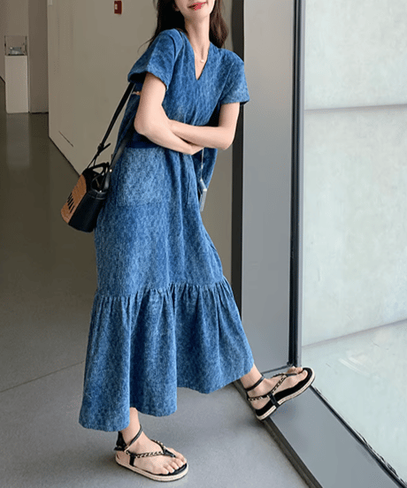 flared denim dress　hm2867