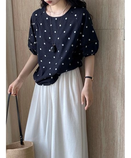 dot airy blouse / 2color　hm2402