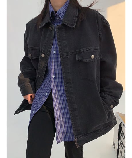 faux layered shirt & jacket　hm1945