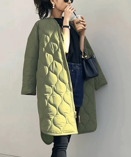 quilted hooded long coat / 3color　hm2690