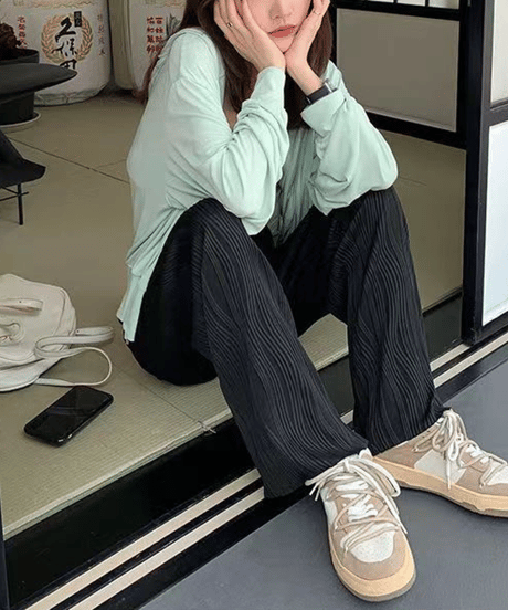 wave pleats pants / 3color　hm2290