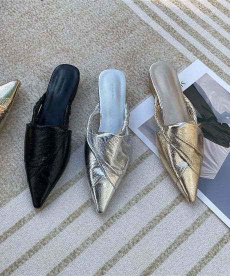 metallic pointed mules / 3color　hm1408