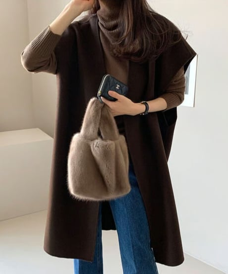 long knit gilet / 3color　hm2594