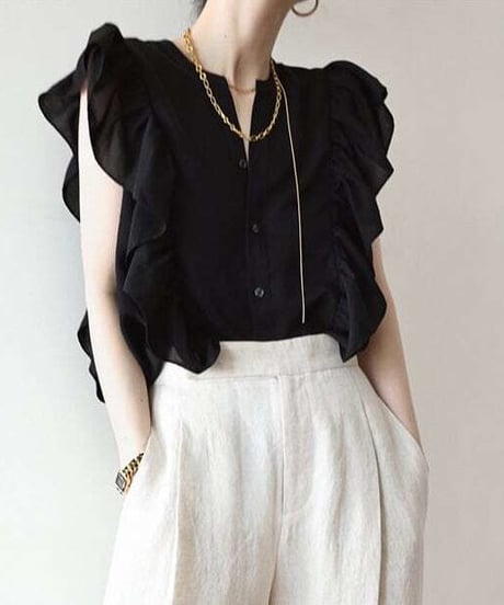 sleeveless frill blouse / 2color　hm1482